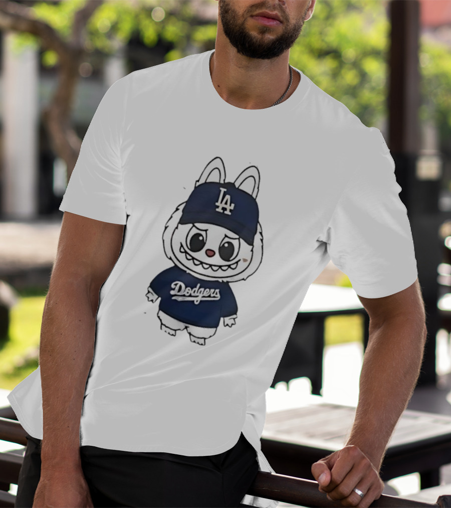 Labubu In Dodgers Gear Los Angeles Dodgers Hat And Outfit T-Shirt