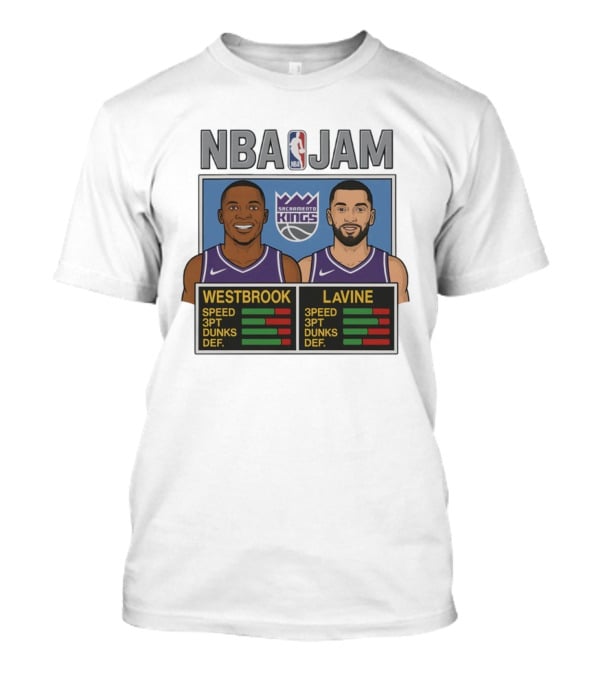 NBA Jam Westbrook LaVine Sacramento Kings Speed 3PT Dunks DEF T-Shirt