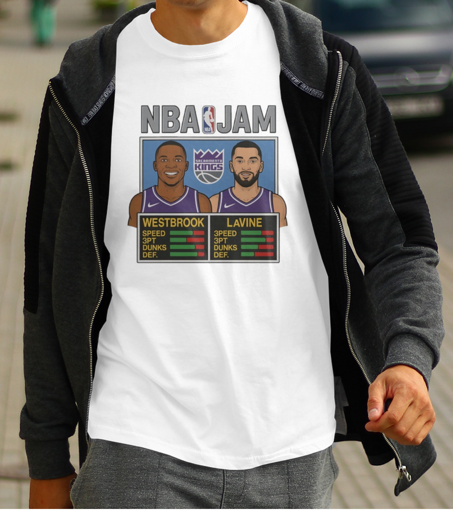 NBA Jam Westbrook LaVine Sacramento Kings Speed 3PT Dunks DEF T-Shirt