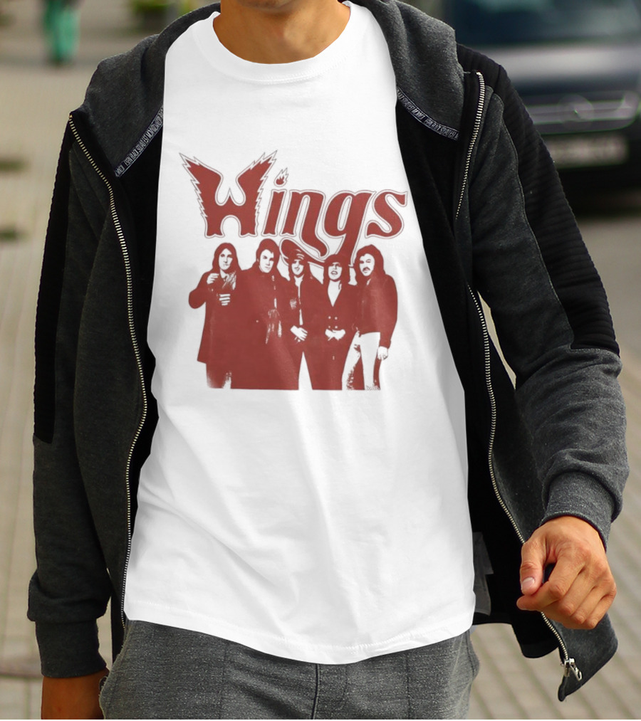 Wings Band Silhouette With Winged Font T-Shirt