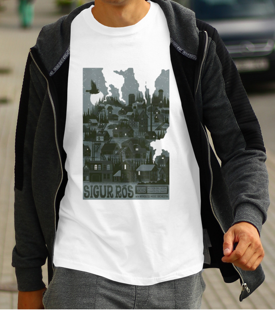 Sigur Rós November 7 2025 Mission Ballroom Denver Colorado With Wordless Music Orchestra T-Shirt