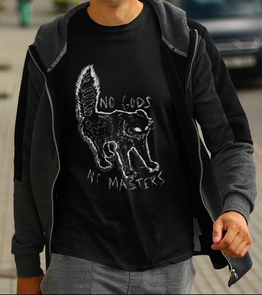 Feral Kitten Patch No Gods No Masters Anarchist Cat T-Shirt