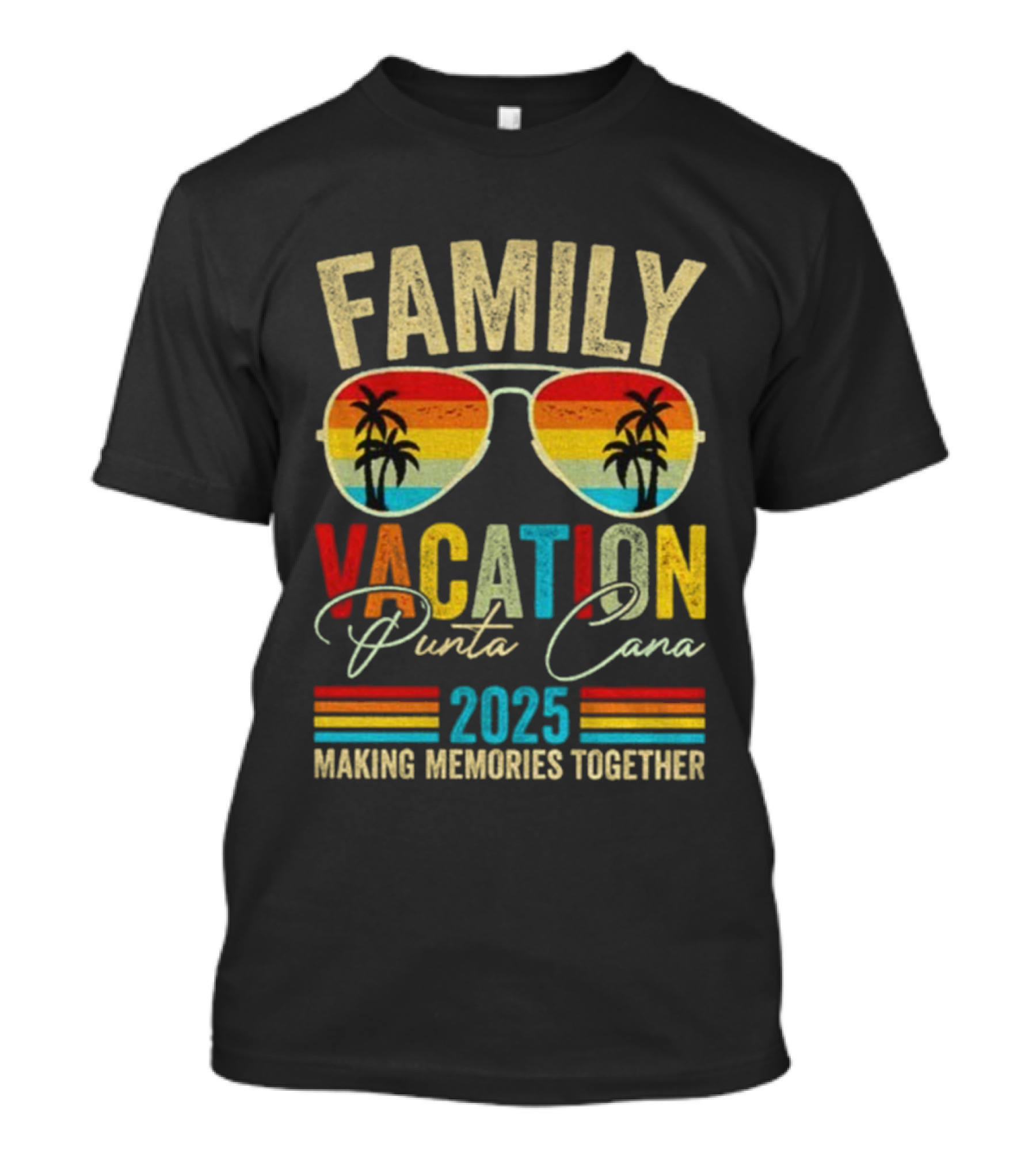 Family Vacation Punta Cana 2025 Making Memories Together Vintage Sunglasses Palms T-Shirt
