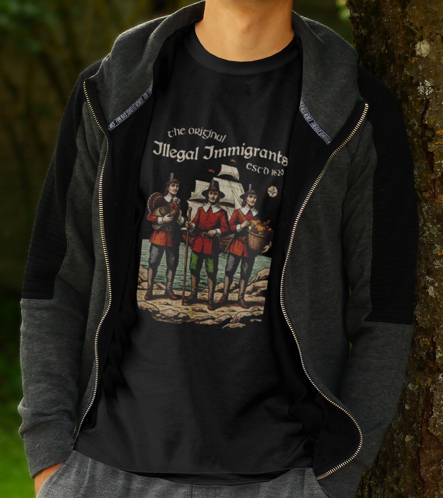 The Original Illegal Immigrants Est 1620 Thanksgiving Humor Vintage T-Shirt