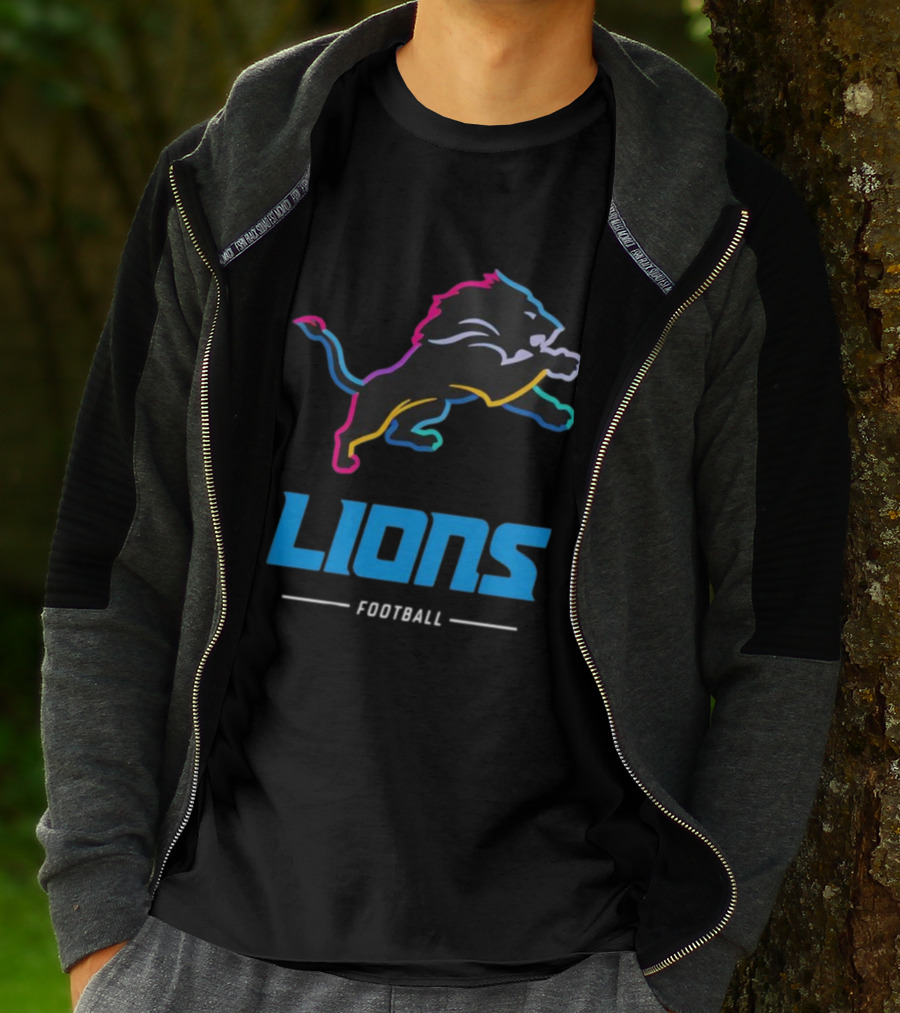 Lions Football Colorful Lion Graphic T-Shirt