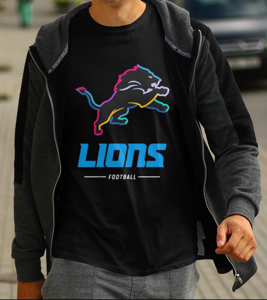 Lions Football Colorful Lion Graphic T-Shirt