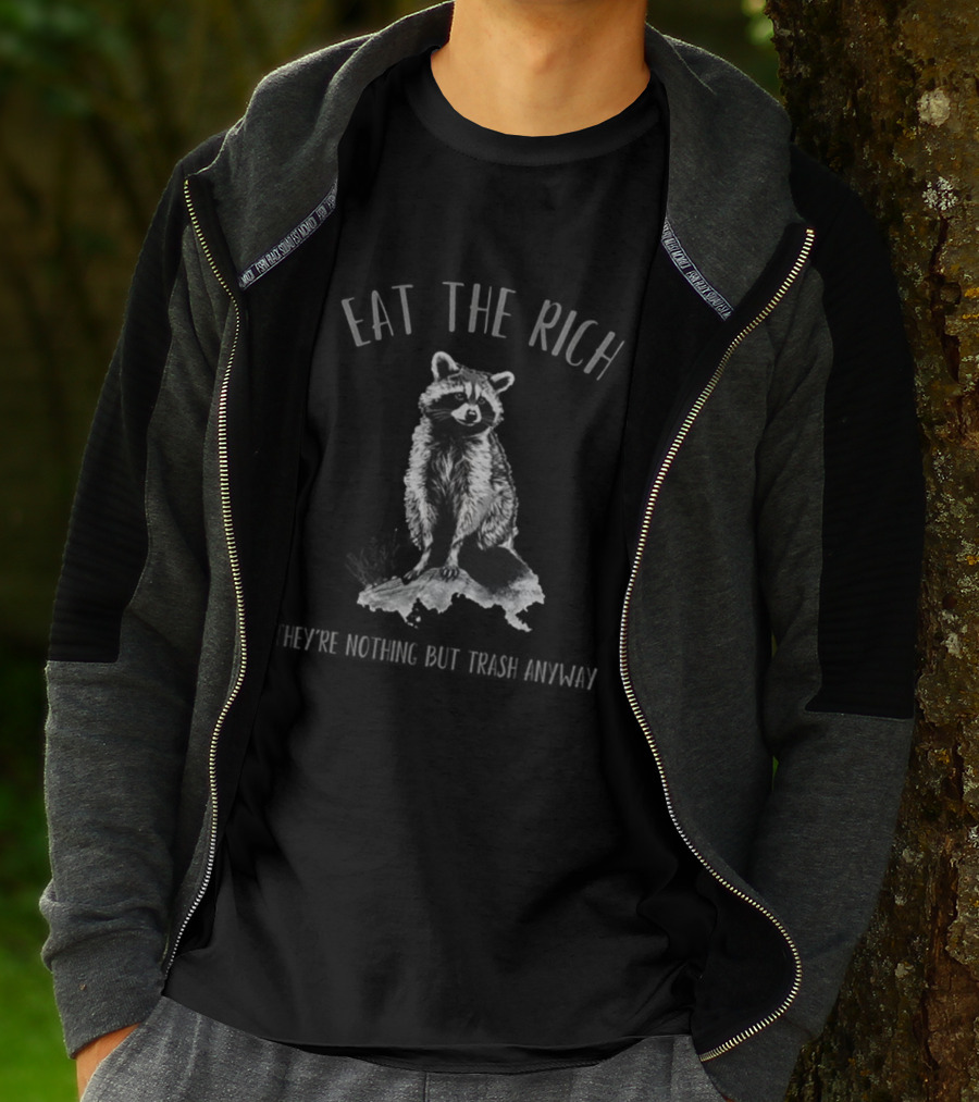 Raccoon Eat The Rich Anti Corporate Leftist Anarchist T-Shirt