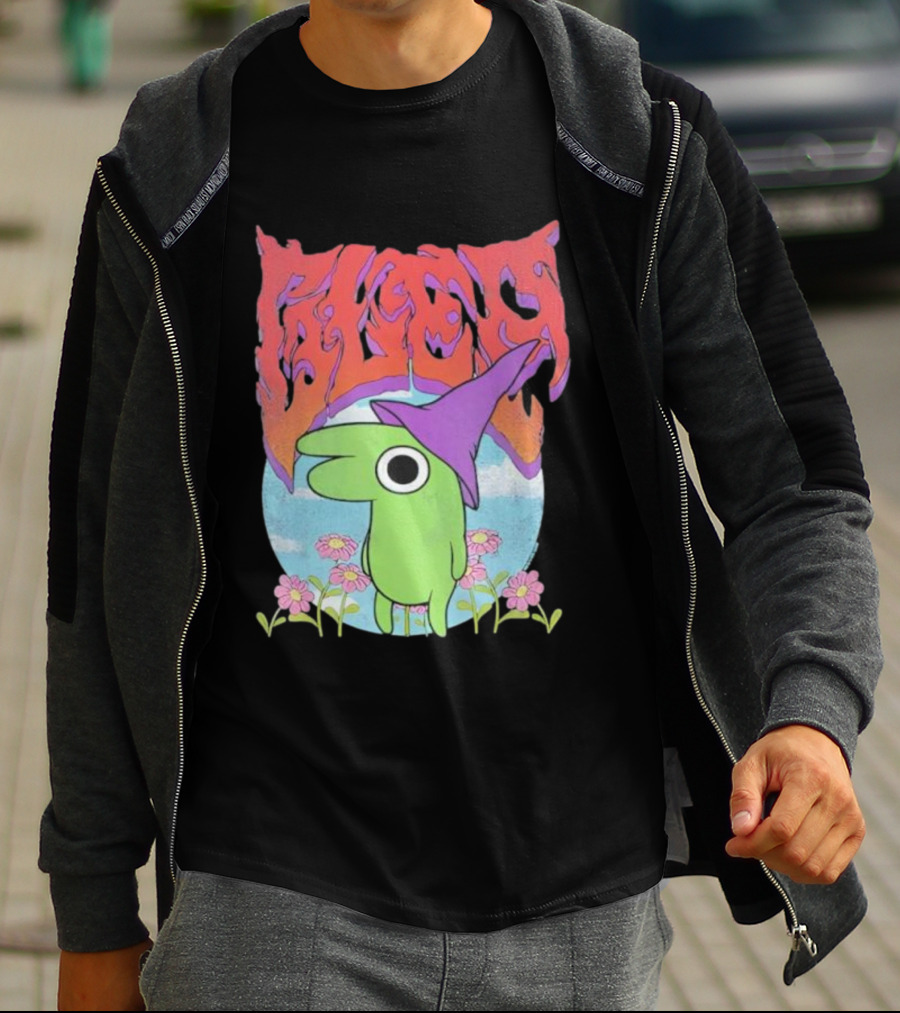 Glep Vintage Heavy Metal Cartoon With Flowers And Witch Hat T-Shirt