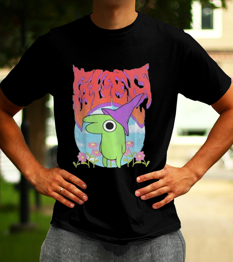 Glep Vintage Heavy Metal Cartoon With Flowers And Witch Hat T-Shirt