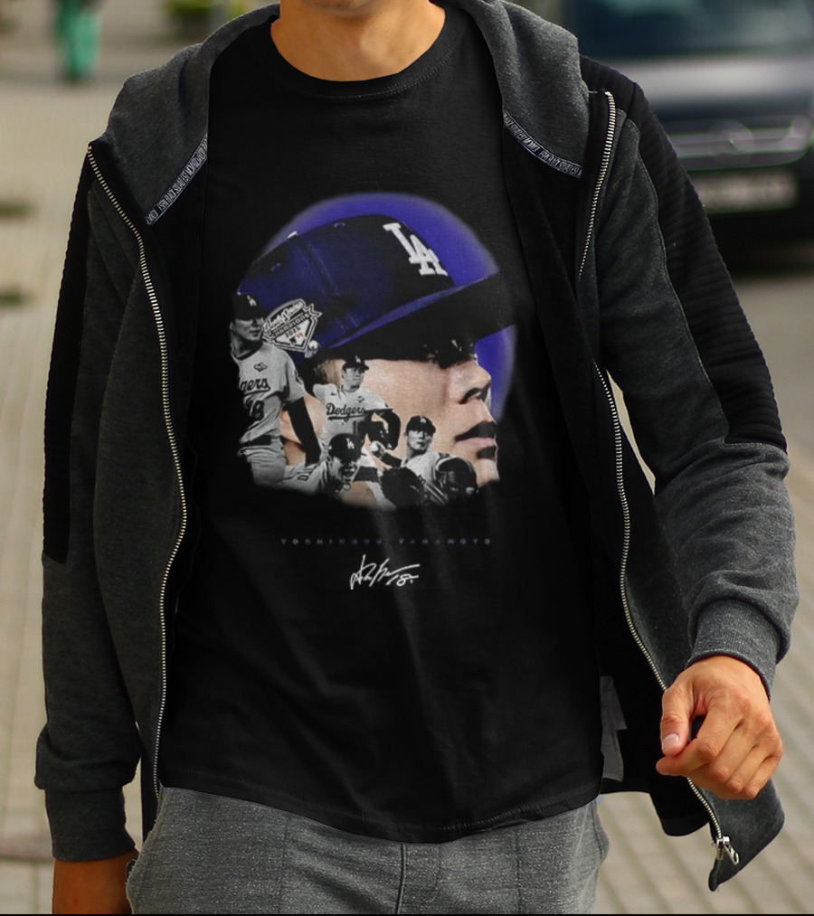 Dodgers MVP Yamamoto Vintage Baseball Icon LA Cap T-Shirt