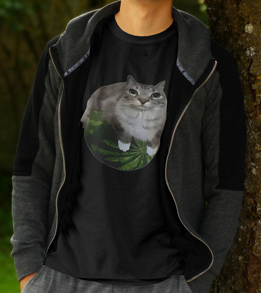 Watermelon Cat Meme Humor Collage T-Shirt