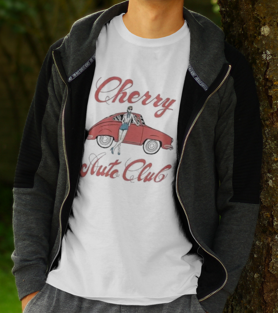 Cherry Auto Club Vintage Style Morgan Classic Car Retro Pin-Up T-Shirt