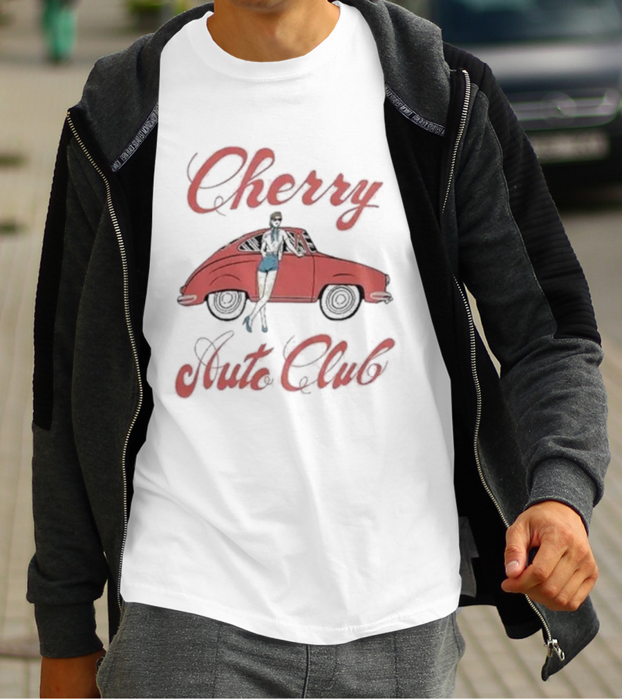Cherry Auto Club Vintage Style Morgan Classic Car Retro Pin-Up T-Shirt