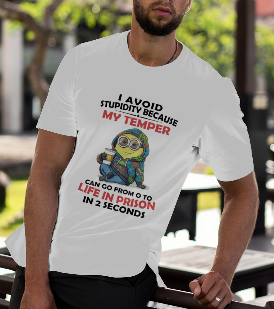 Minion Temper Life In Prison Graffiti Style With M Cup T-Shirt