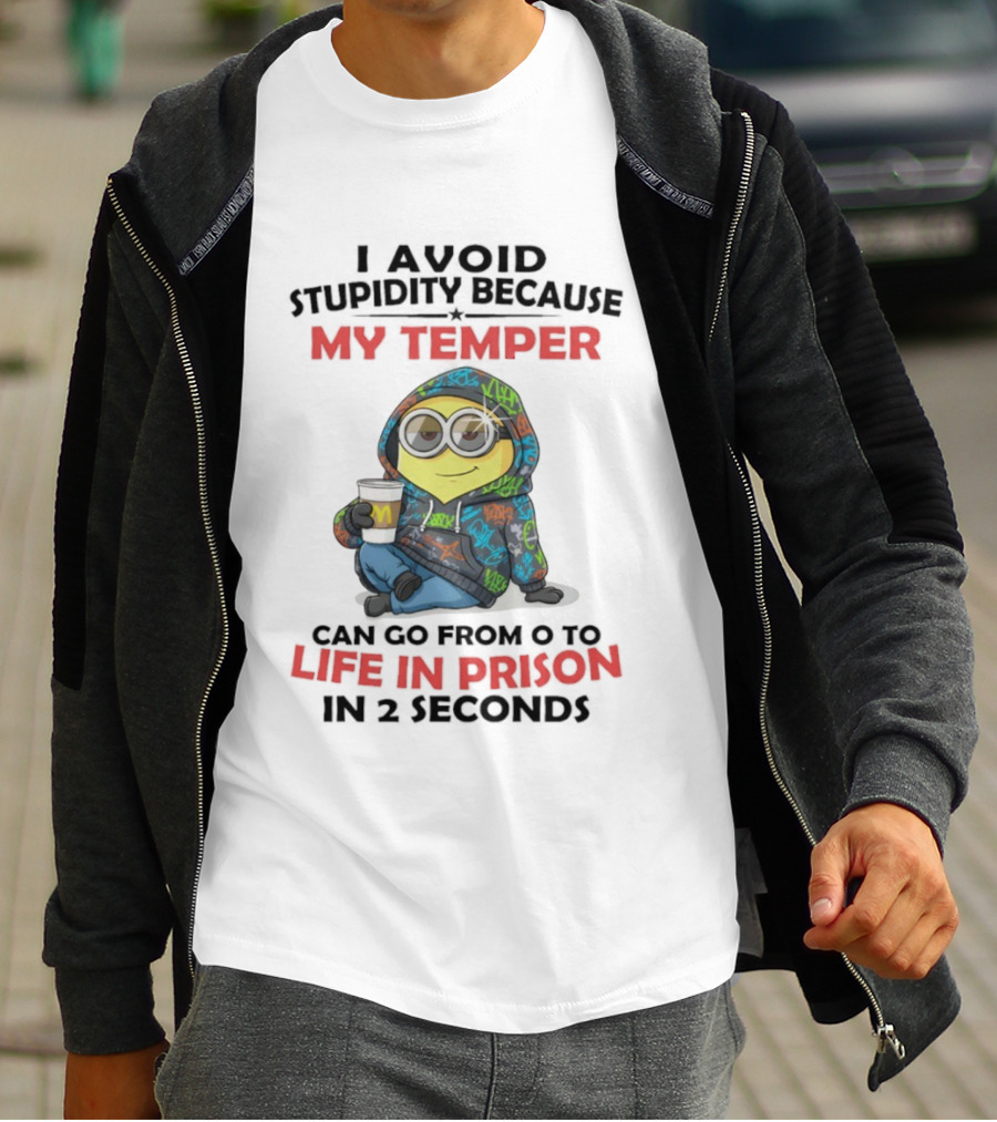 Minion Temper Life In Prison Graffiti Style With M Cup T-Shirt