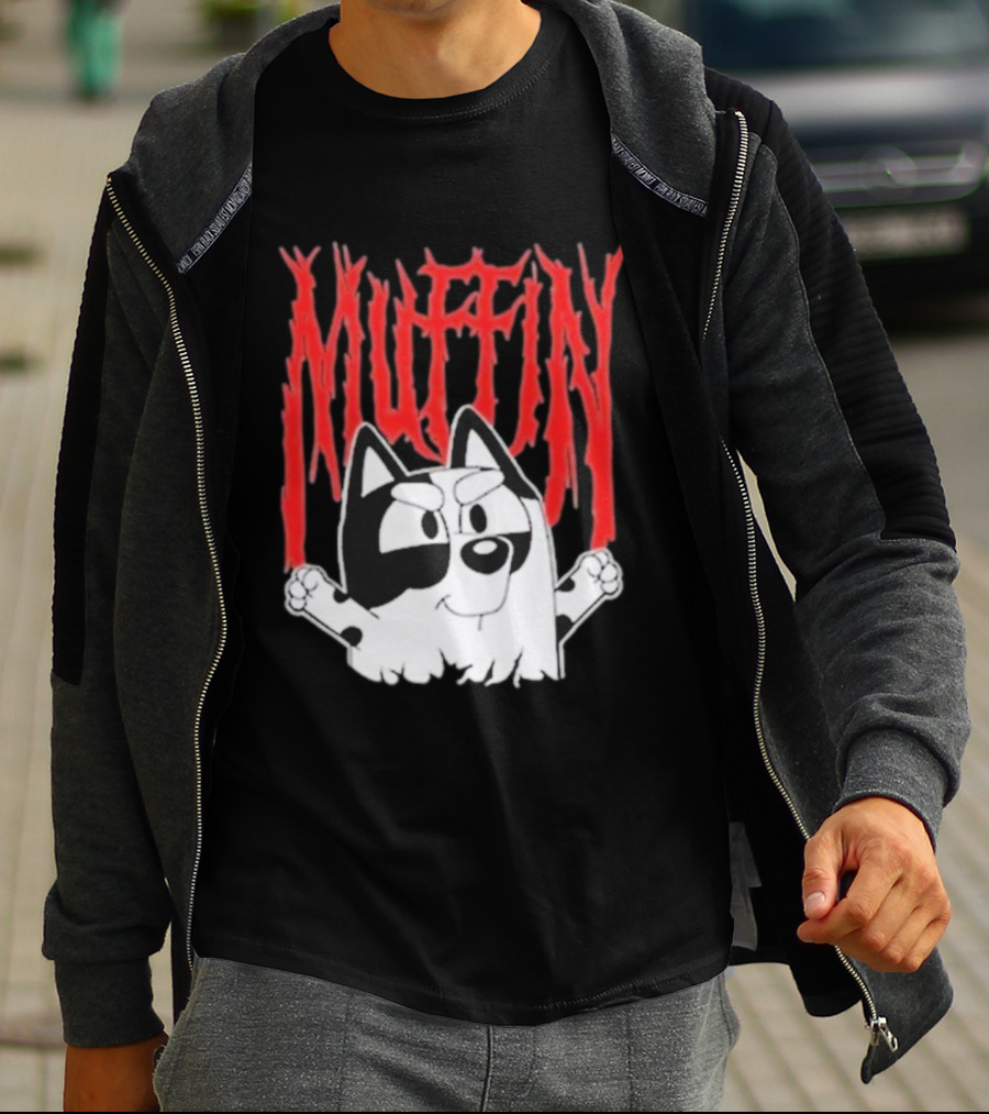 Bluey Muffin Metal Band Style T-Shirt