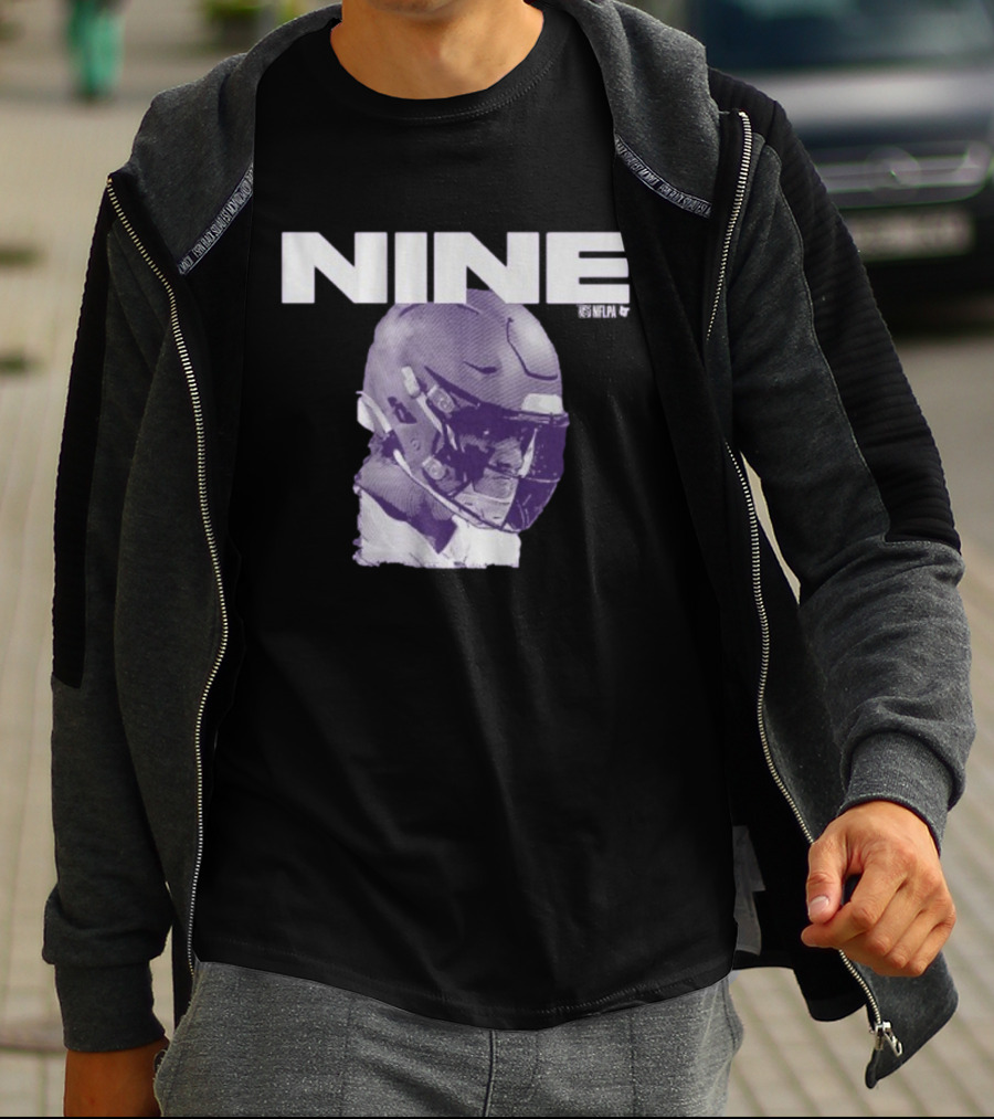 J.J. McCarthy Nine Football Helmet Graphic T-Shirt