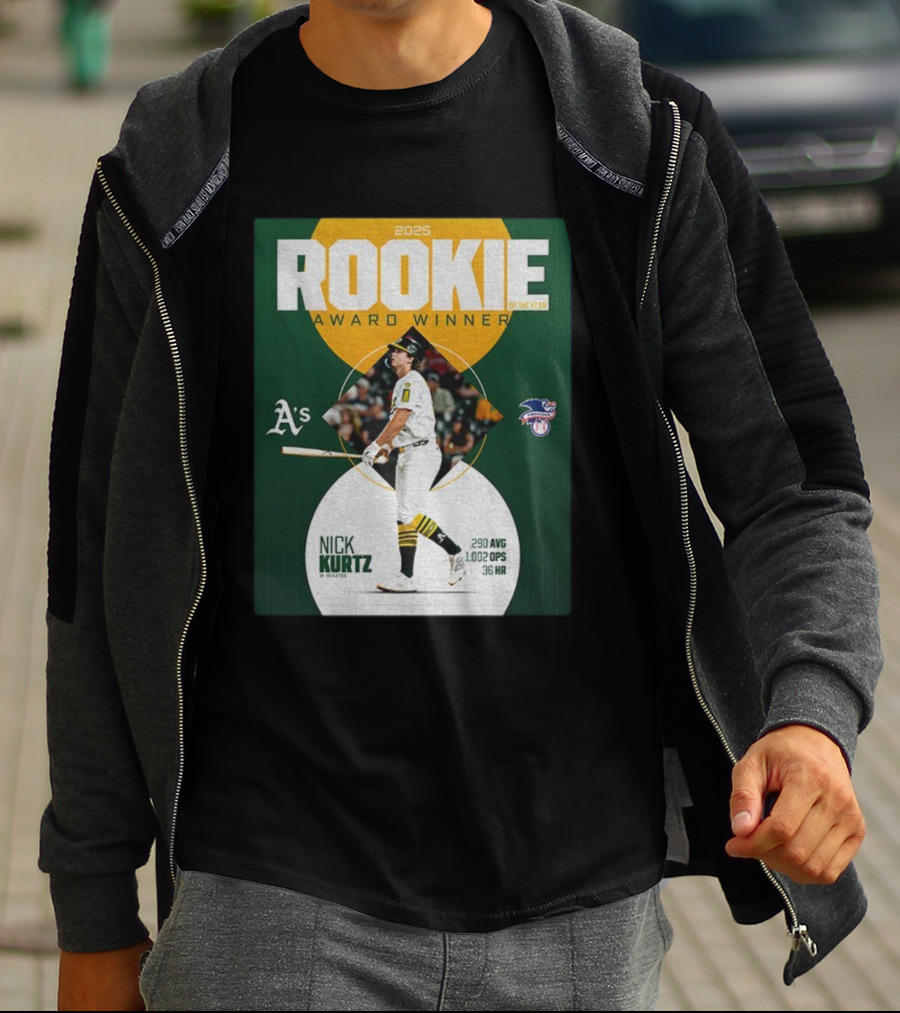 2025 Rookie Of The Year Award Winner Nick Kurtz Oakland Athletics .290 AVG 1.002 OPS 36 HR T-Shirt