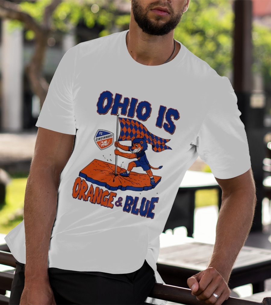 Ohio Is Orange And Blue FC Cincinnati Mascot Flag T-Shirt