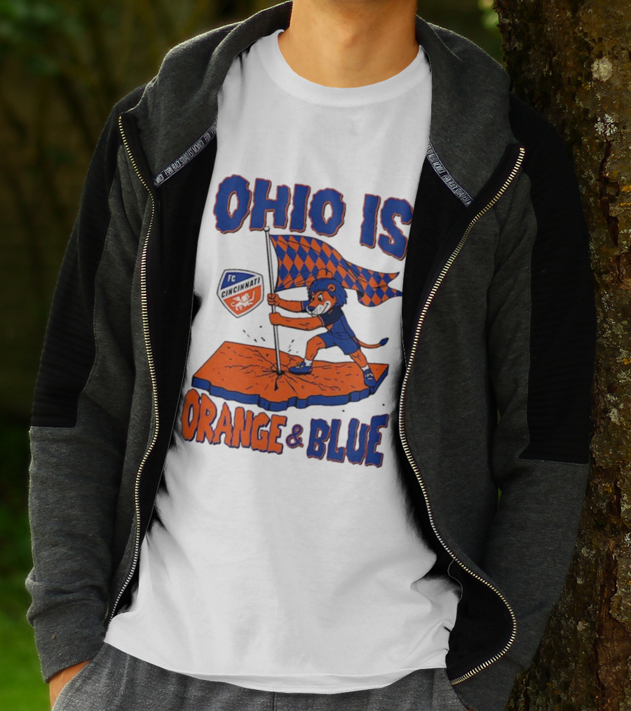 Ohio Is Orange And Blue FC Cincinnati Mascot Flag T-Shirt