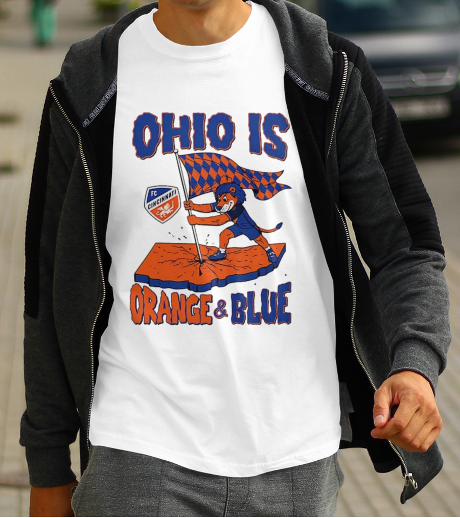 Ohio Is Orange And Blue FC Cincinnati Mascot Flag T-Shirt