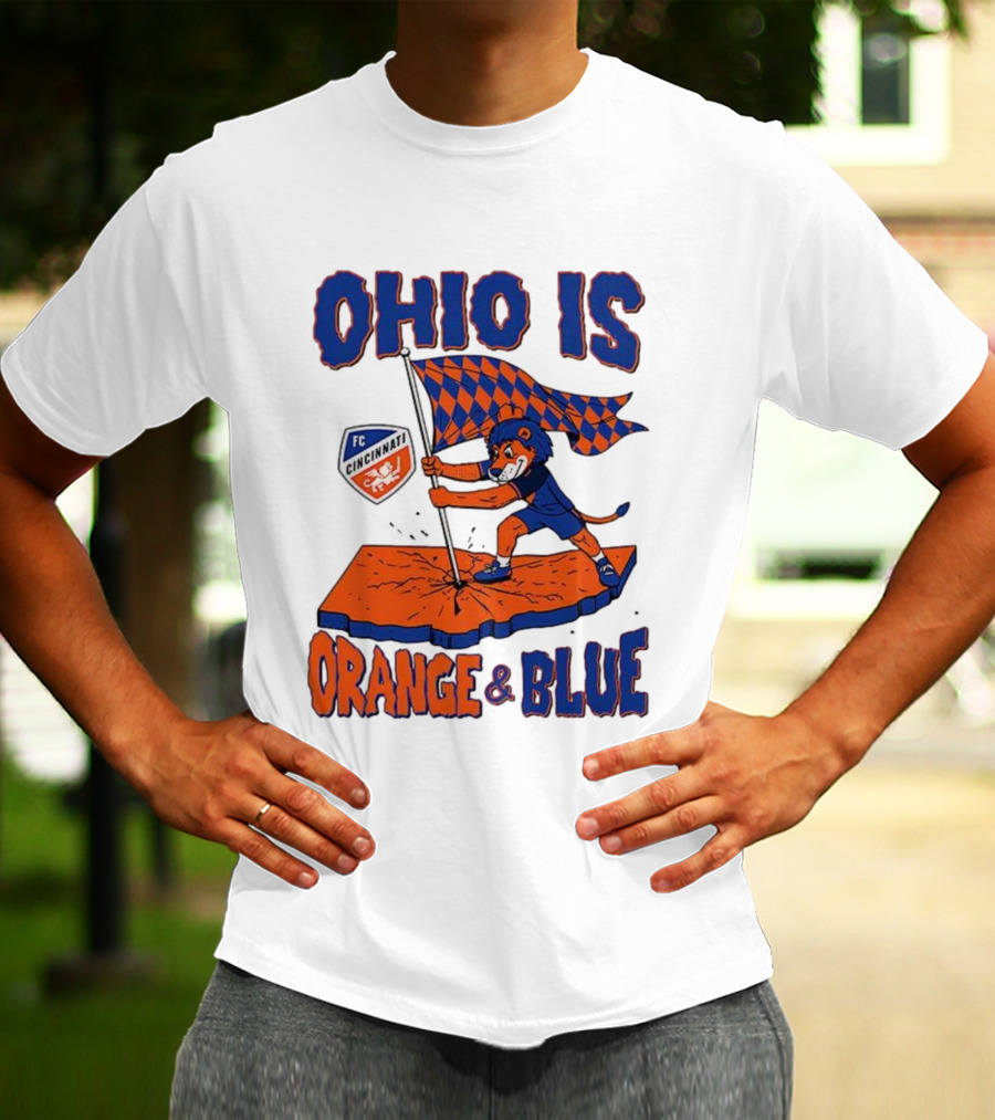 Ohio Is Orange And Blue FC Cincinnati Mascot Flag T-Shirt