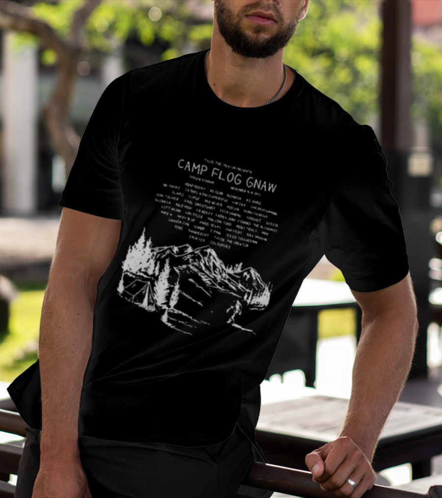 Camp Flog Gnaw 2025 Mountain Bigfoot Tyler The Creator Lineup Adventure T-Shirt