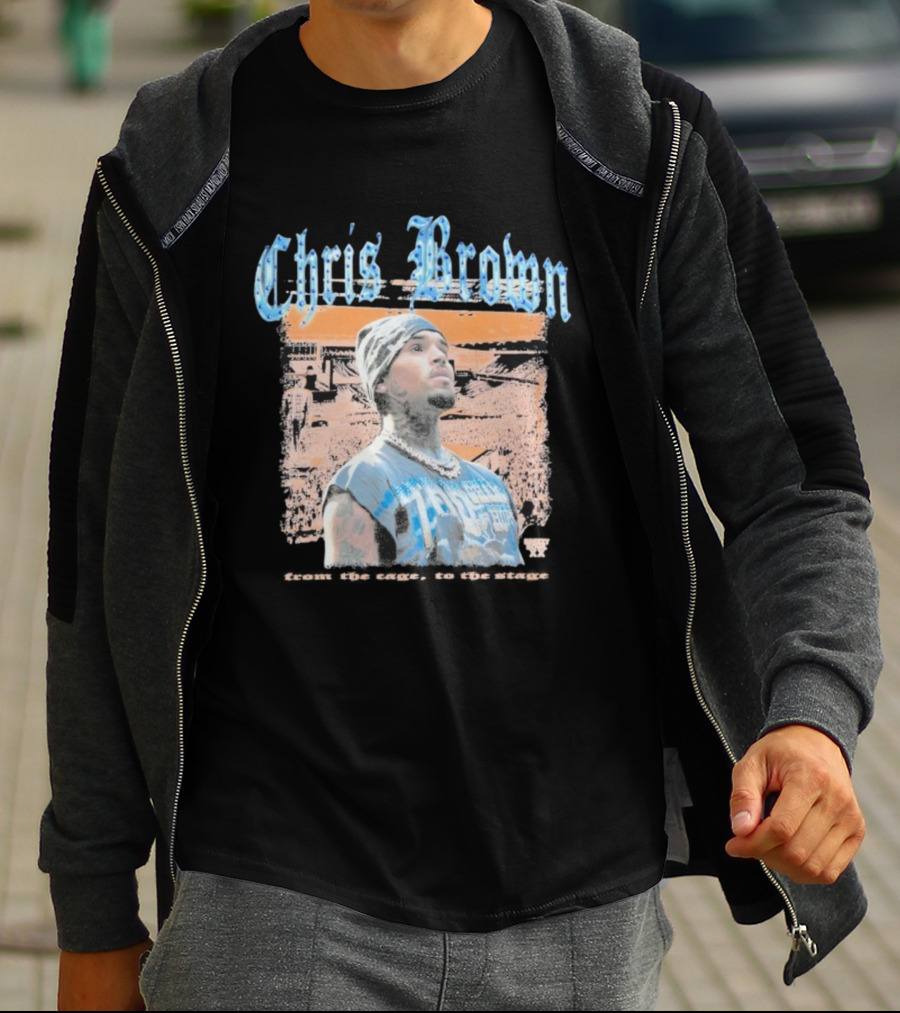 Chris Brown From The Cage To Stage Breezy Bowl XX Rhinestone Concert Performance T-Shirt