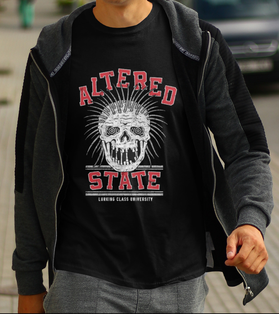 Altered State Lurking Class University Skull Design T-Shirt