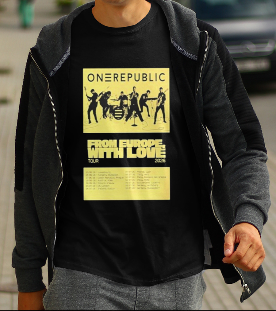 ONEREPUBLIC From Europe With Love Tour 2026 Concert Dates And Cities T-Shirt