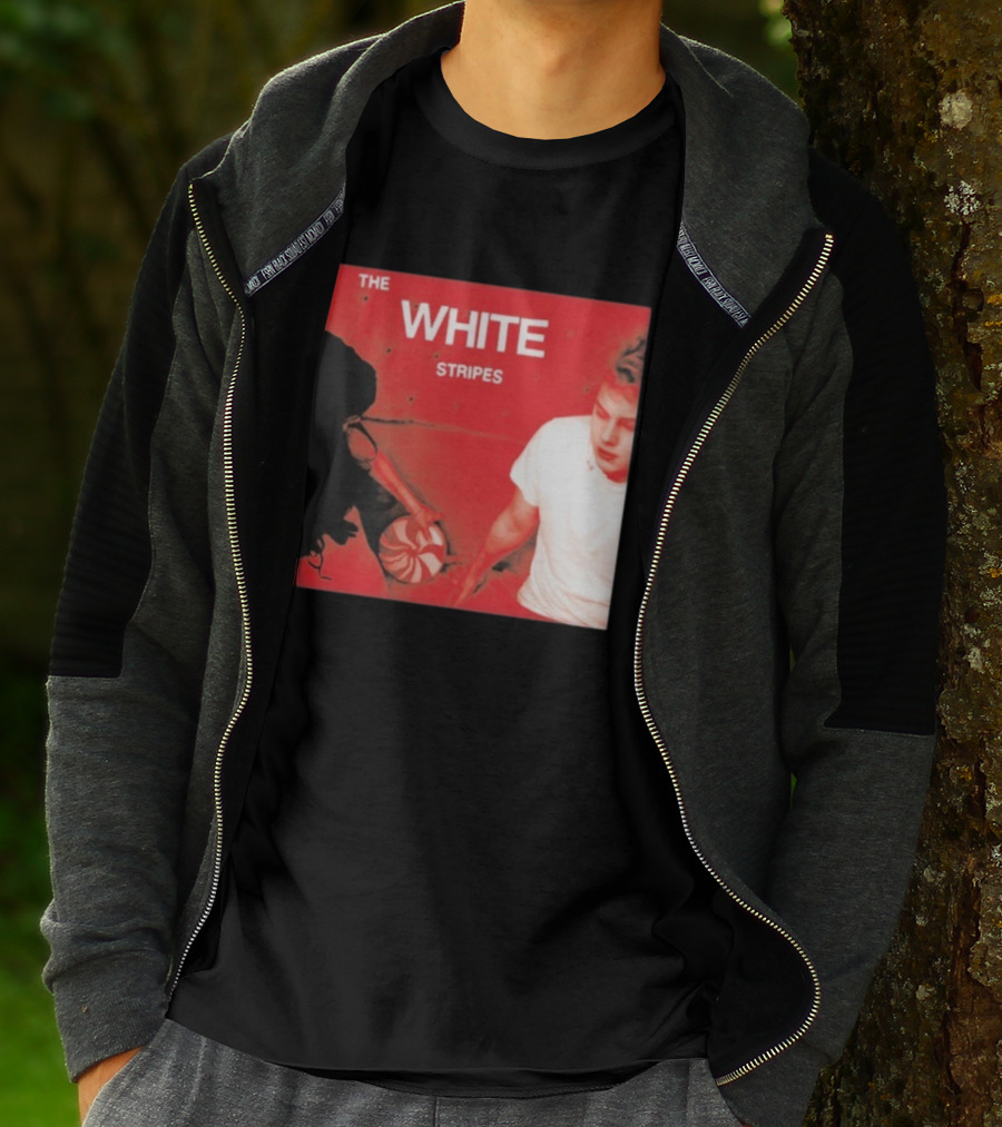 The White Stripes Let's Shake Hands Red And White Spiral Design T-Shirt