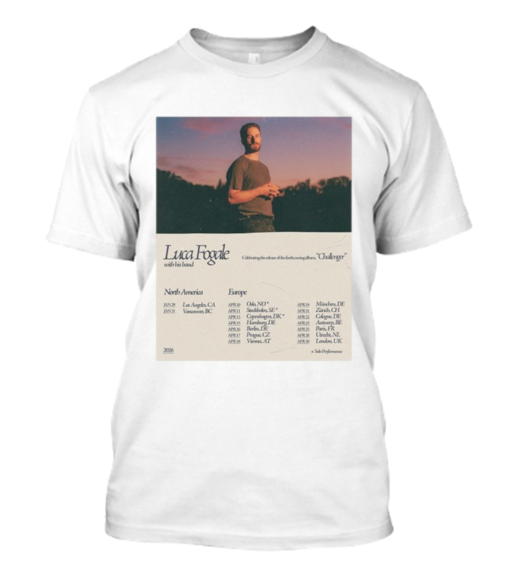 Luca Fogale North America Europe 2026 Tour Celebrating Release Forthcoming Album Chaleuravec Dates Locations T-Shirt