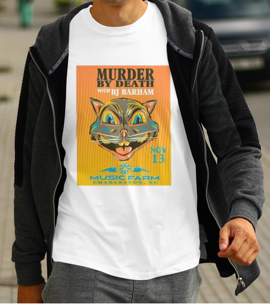 Murder By Death With BJ Barham Music Farm Charleston SC Nov 13 Cat Art T-Shirt