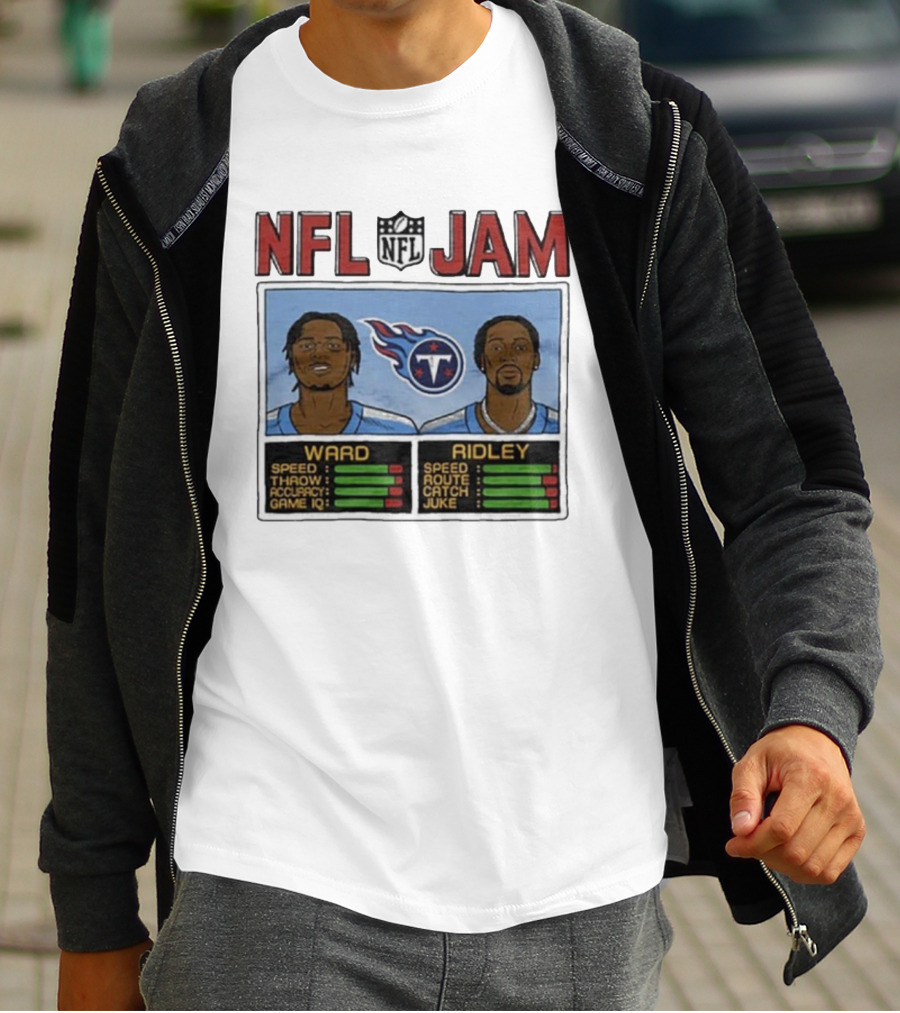NFL Jam Tennessee Titans Ward Ridley Speed Throw Route Catch Juke T-Shirt