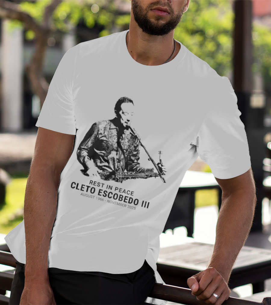 RIP Cleto Escobedo III Rest In Peace August 1964 November 2023 Jimmy Kimmel Live Bandleader T-Shirt