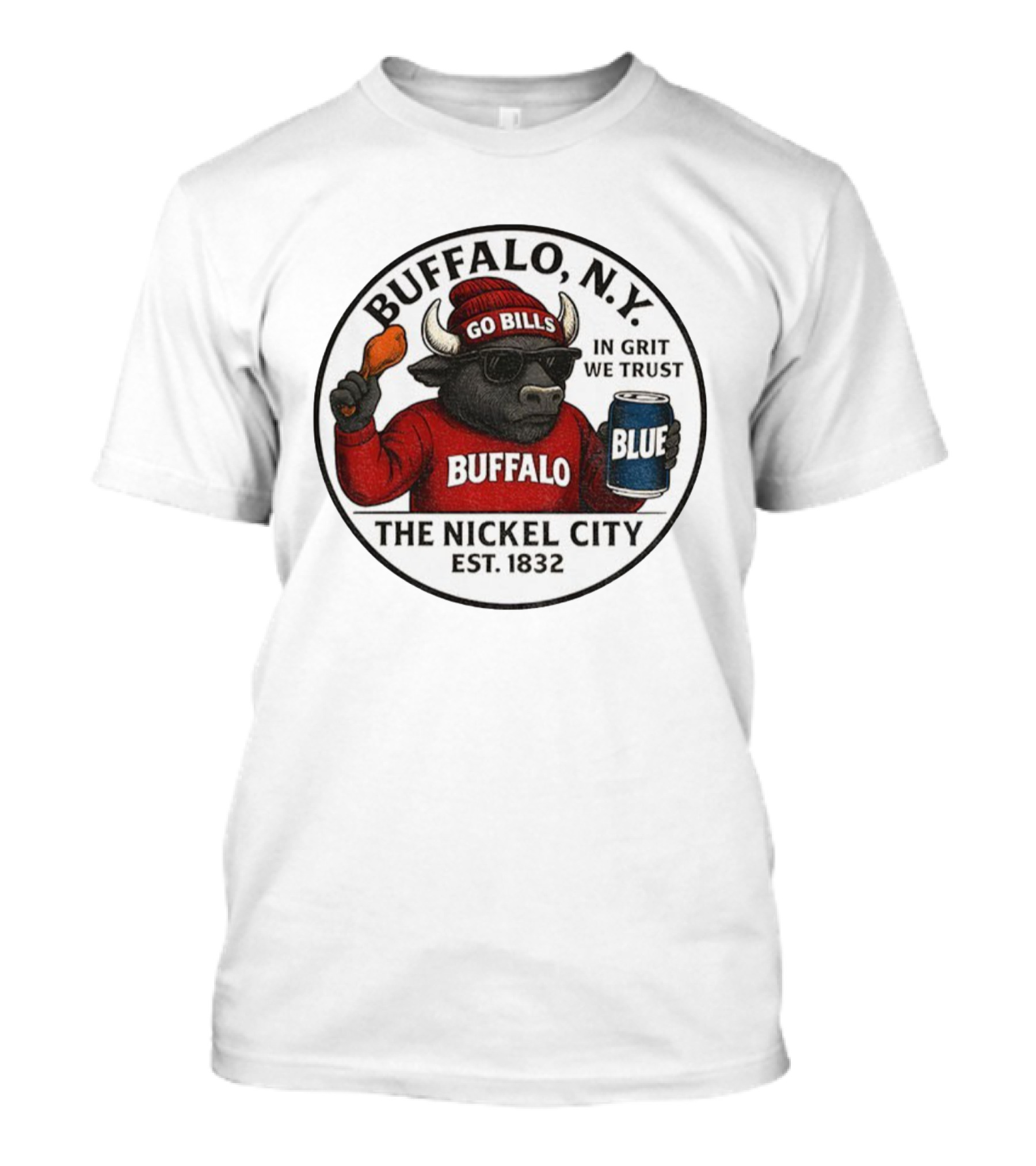 Buffalo NY Go Bills Buffalo The Nickel City Est 1832 In Grit We Trust T-Shirt