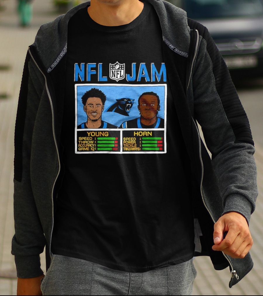 Bryce Young Jaycee Horn Carolina Panthers NFL Jam Classic Video Game Style T-Shirt