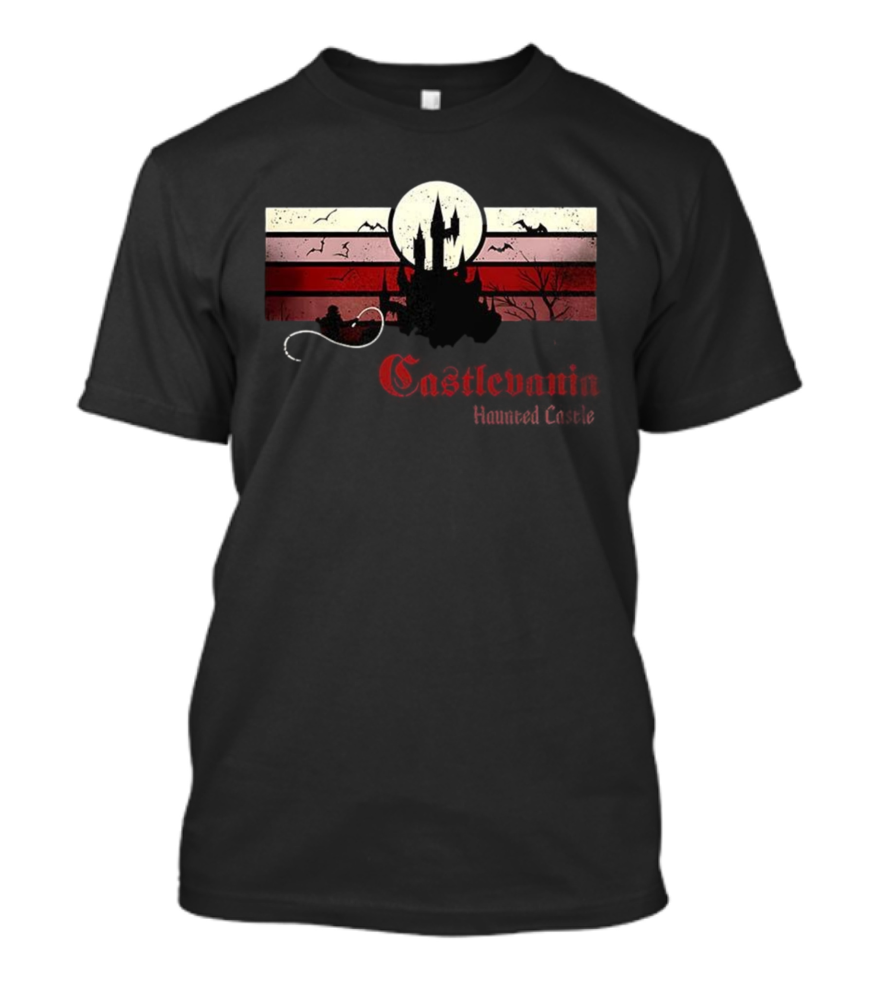 Castlevania Haunted Castle Retro Whip Bats Vintage Scene T-Shirt