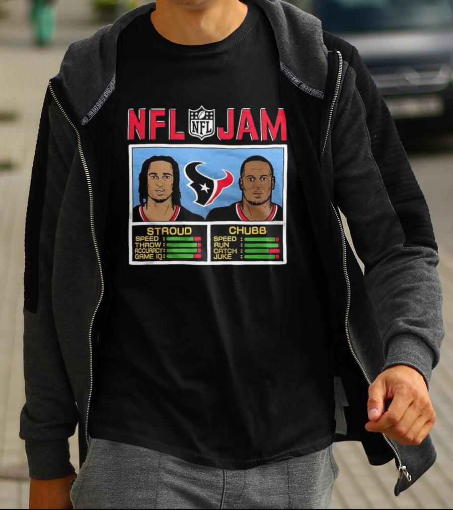 Houston Texans NFL Jam CJ Stroud Nick Chubb Classic Video Game Style T-Shirt