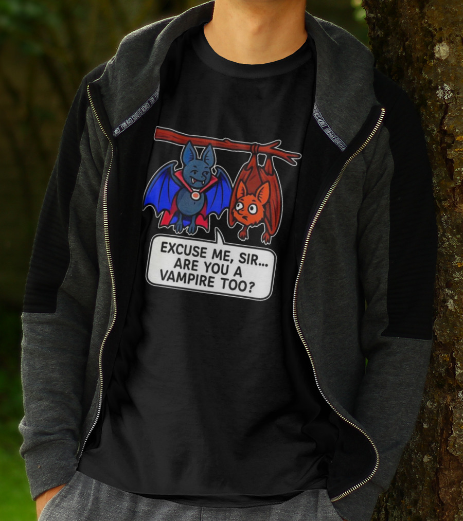 Excuse Me Sir Are You A Vampire Too Bat Conversation T-Shirt