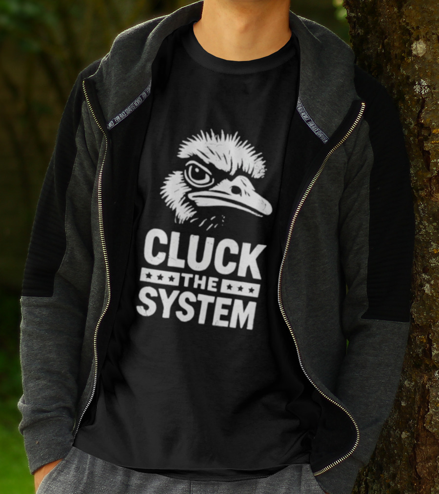 Bold Eagle Head Cluck The System Protest T-Shirt
