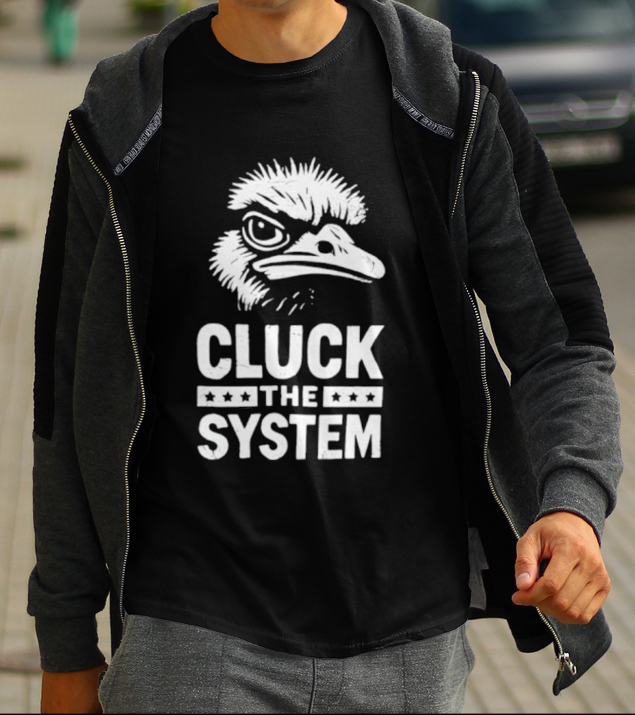 Bold Eagle Head Cluck The System Protest T-Shirt