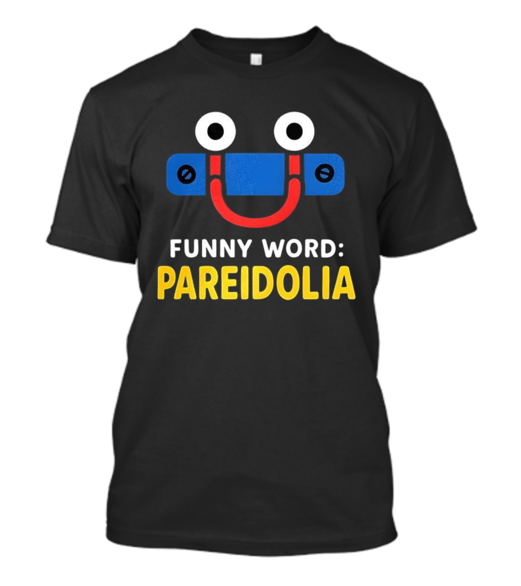 Funny Word Pareidolia Smiling Face Design T-Shirt