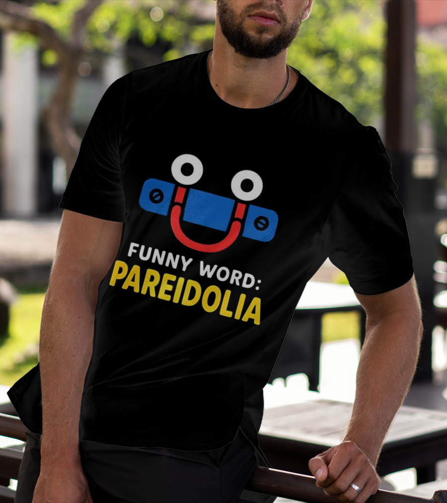 Funny Word Pareidolia Smiling Face Design T-Shirt