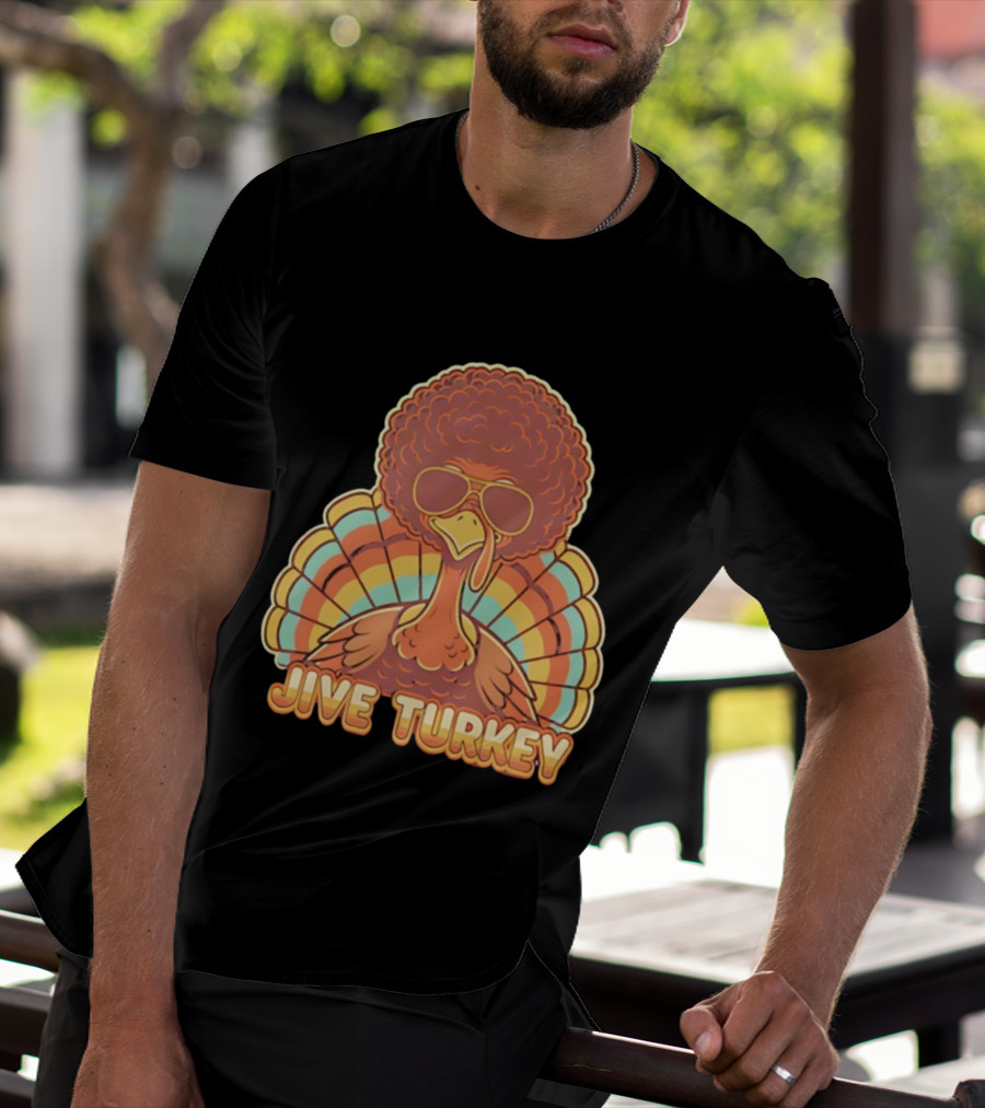 Jive Turkey Retro Thanksgiving Afro Sunglasses T-Shirt