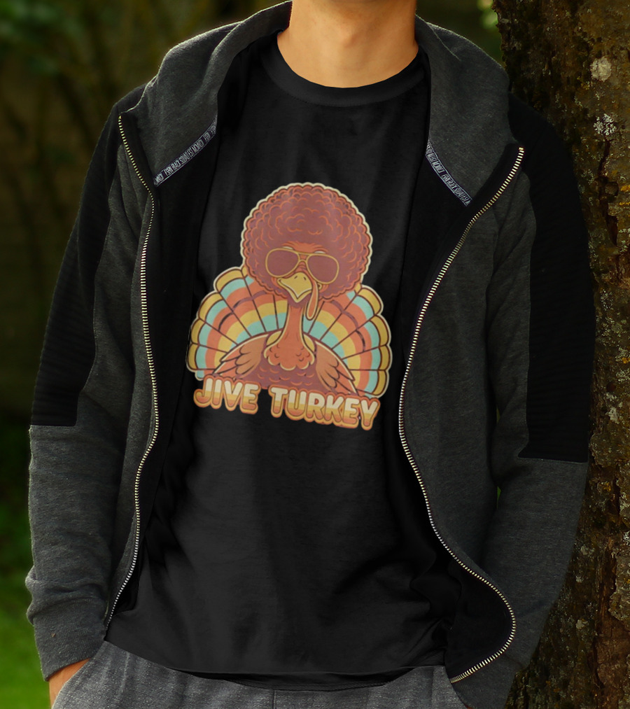 Jive Turkey Retro Thanksgiving Afro Sunglasses T-Shirt