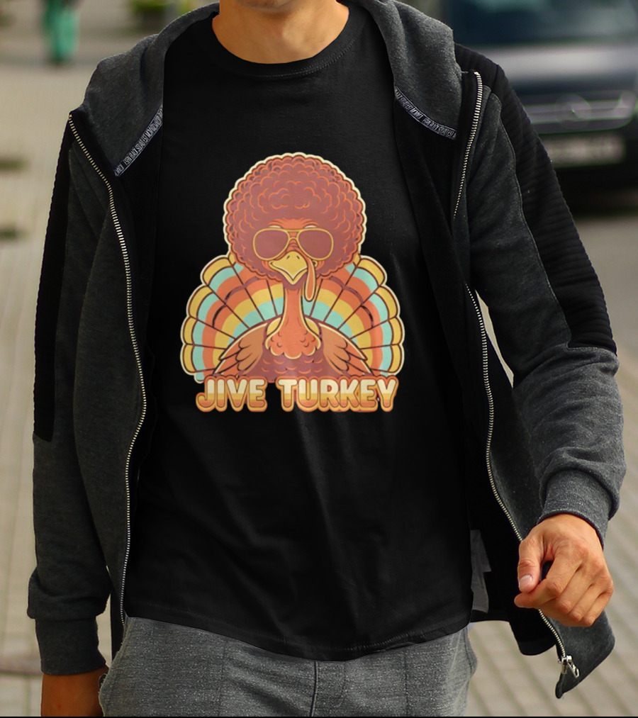 Jive Turkey Retro Thanksgiving Afro Sunglasses T-Shirt