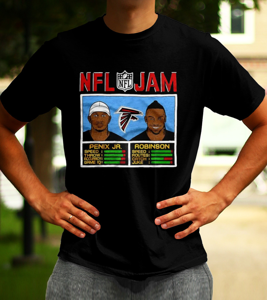 NFL Jam Michael Penix Jr Bijan Robinson Atlanta Falcons Classic Video Game Style T-Shirt
