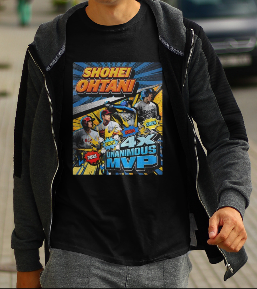 Shohei Ohtani 4X Unanimous MVP 2021 2023 2024 2025 Vintage Dodgers Angels T-Shirt