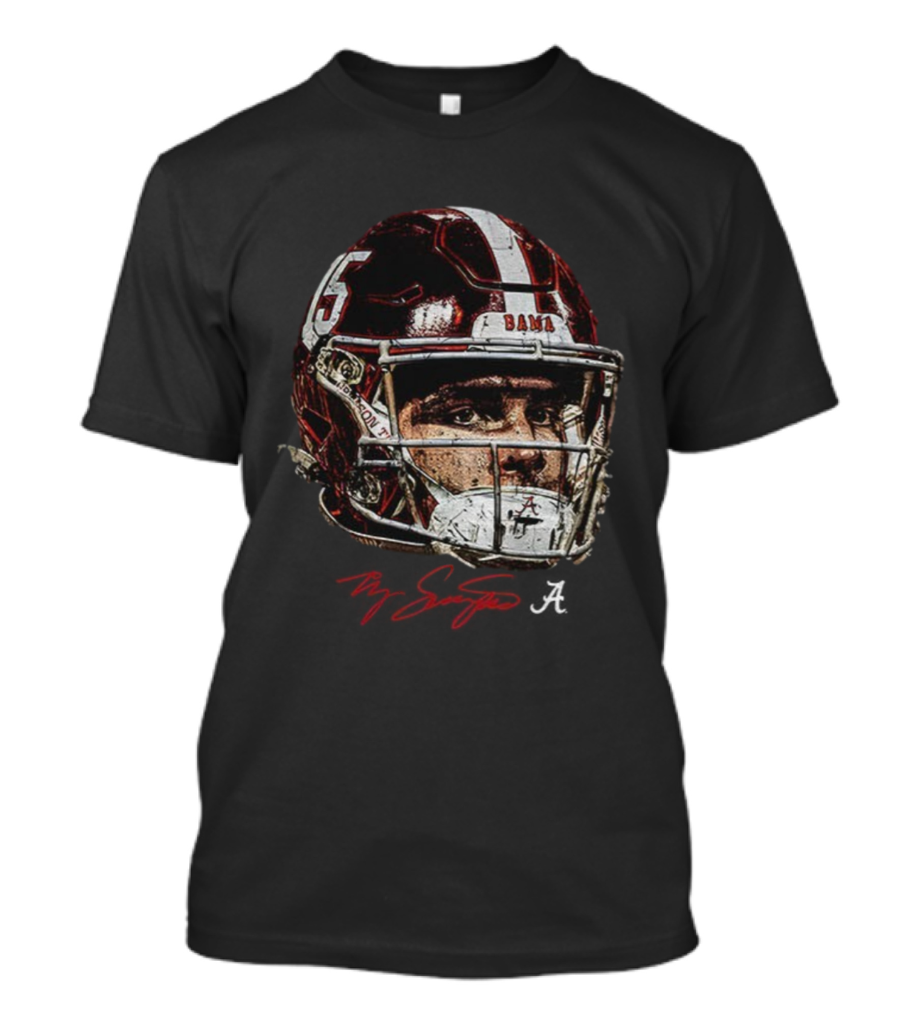 Ty Simpson 15 Bama Alabama Crimson Tide Football Helmet 2025 T-Shirt
